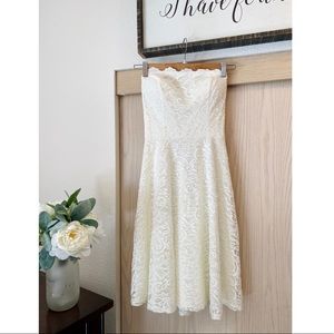 NWT!! David’s Bridal Ivory Strapless Lace Dress